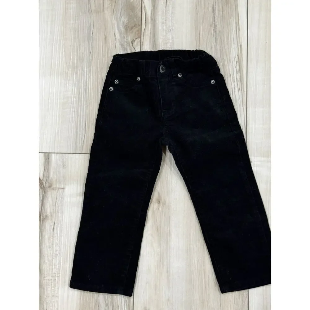 Boys Gymboree Toddler 2T Pants Blue Corduroy & Black Velvet Holiday